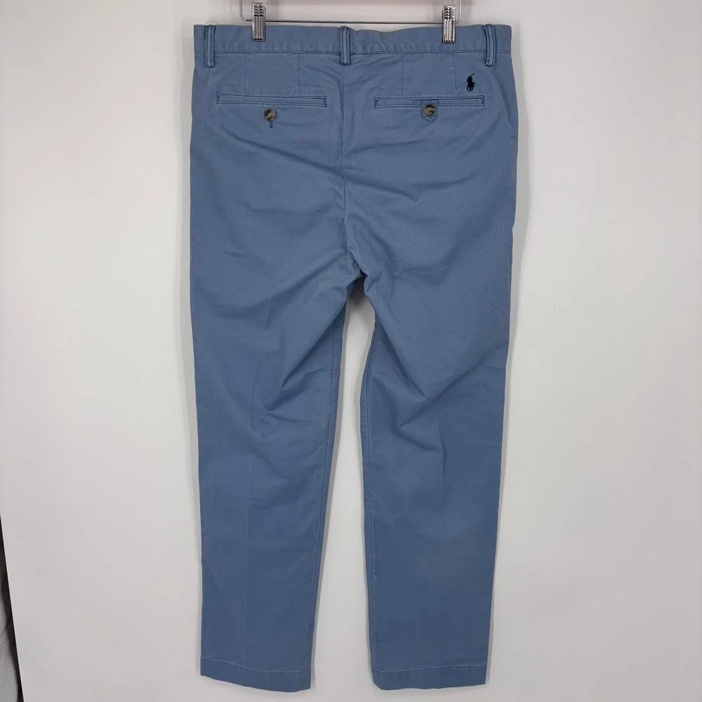 Polo Ralph Lauren Chino Pants Mens 35x32 Blue Twill Stretch Straight Fit Preppy